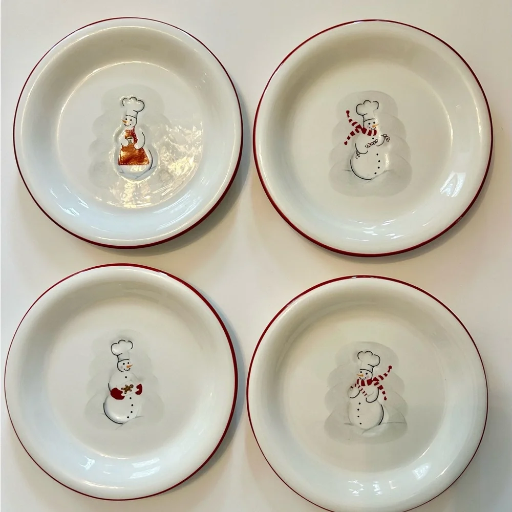 Williams-Sonoma Holiday Snowman Plates- Set of 8